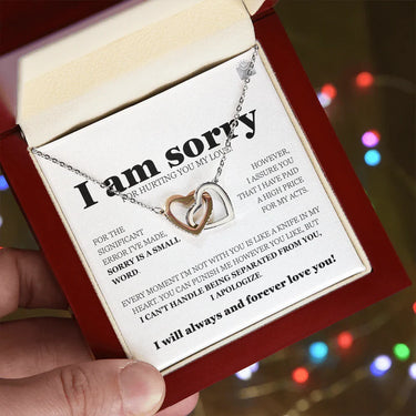 I am sorry - Interlocking Hearts Necklace - Gift Set - SLDDL0114 - Sunshine Letters Co